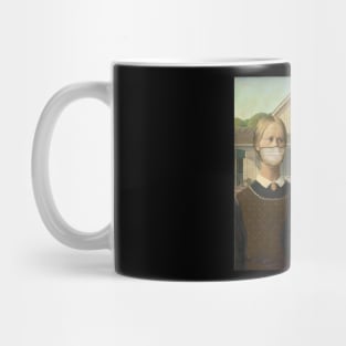 Famous Painting Americana Masked Farmer and Wife Mug